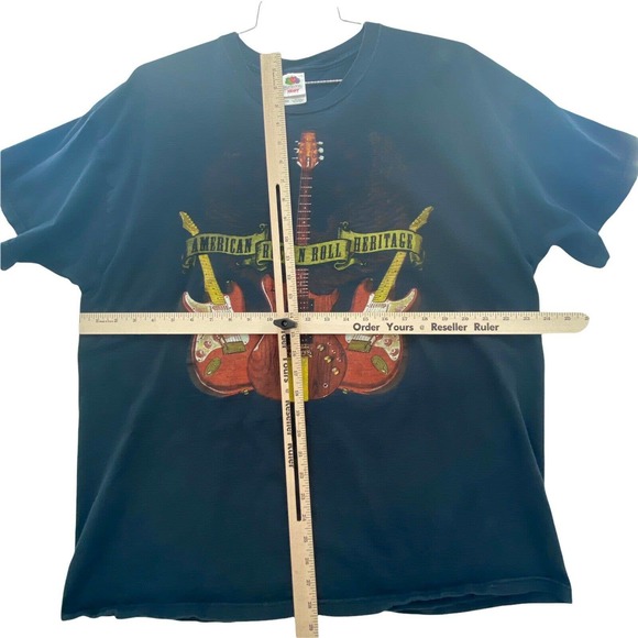 Vintage AMERICAN Rock N Roll Heritage Mens Black T-Shirt Size 2XL Guitars - Picture 5 of 12